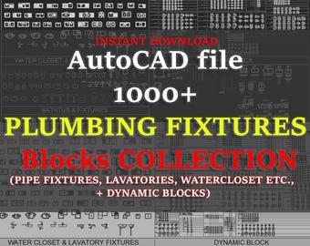 Bloques de accesorios de plomería de AutoCAD: más de 1000 bloques CAD (métricos)