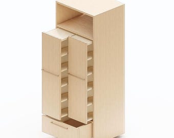 Organizzatore Estraibile A 2 Livelli ROOMTEC Per Armadio, In Legno Di Betulla E Quercia, Con Guide Soft-close, 48,5x53,3x40,6 Cm