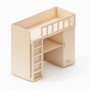 DIY Loft Bed Plan with Desk: Small Room Kids Bed Frame (PDF Download)