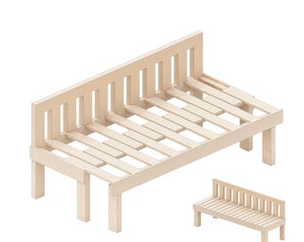 Woodworking Plan: Multi-Use Bench Twin Bed Frame (Digital PDF Download)