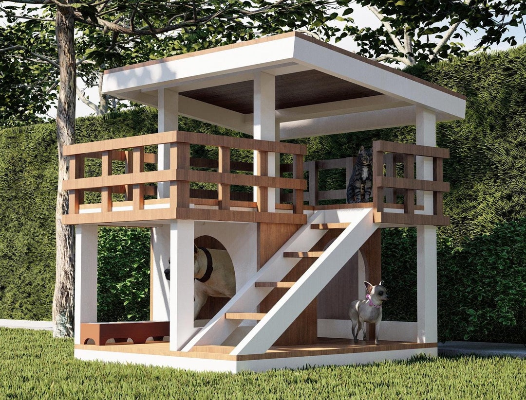 Photo inspiration: Visual Reference: DIY Elevated Dog House Plans With Stairs Leading To Covered