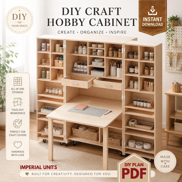 Meuble de bricolage extensible : rangement pour poste de travail mobile, plans de rangement - unités impériales (téléchargement PDF numérique)