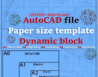 Plantilla de tamaño de papel de AutoCAD: Bloque dinámico (descarga digital)