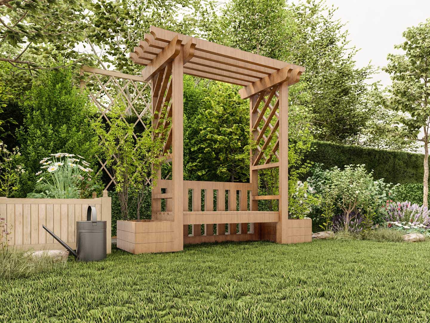DIY Arbor Garden Seat Plans: Wooden Bench Blueprint (digital PDF ...