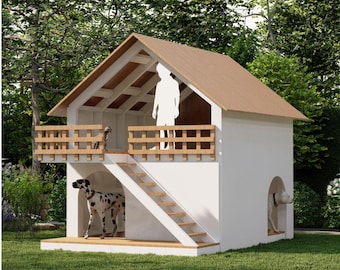 XXL hondenhok en speelhuis met twee verdiepingen, bouwplan: achtertuin fort (pdf)