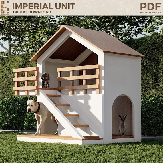 DIY犬小屋設計図：特大2階建て（スロープ付き）（デジタルダウンロード