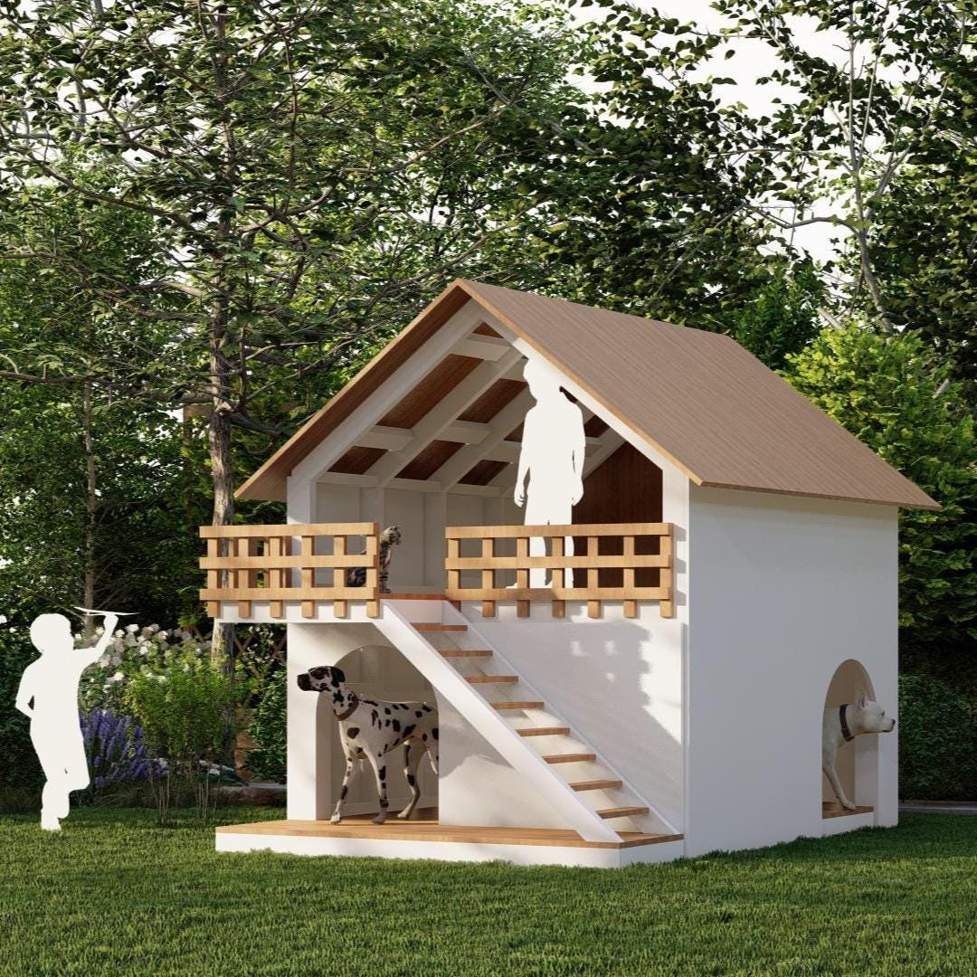 XXLサイズの2階建て犬小屋＆プレイハウス設計図：DIY裏庭要塞（PDF