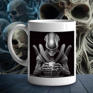 Tazza Alien n. 2. Il regalo perfetto per ogni fan del film Alien di HR Giger, di Ripley, Ridley Scott, Nostromo, Romulus, Covenant, fantascienza e xenomorfi!