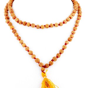 Natural 6 Mukhi Rudraksha Beads mala,Meditation Beads Mala 6 Face Rudraksha 108+1 Roseries
