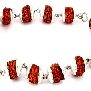5 Mukhi Rudraksha Bracelet Five Face Natural Bead Silver Cap Bracelet
