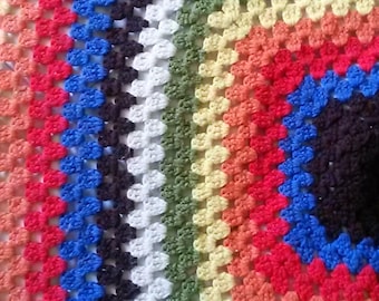 Large Rainbow Granny Square Afghan