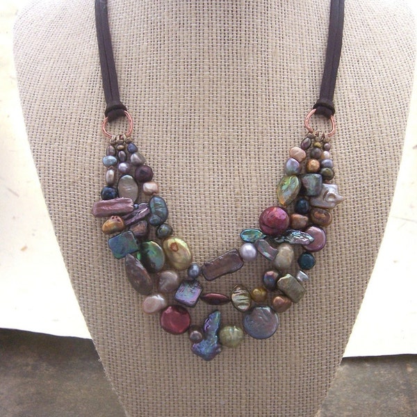 Multi Stranded Freshwater Pearl Necklace - Multi-colored - Freshwater pearl necklace  - Custom lengths.