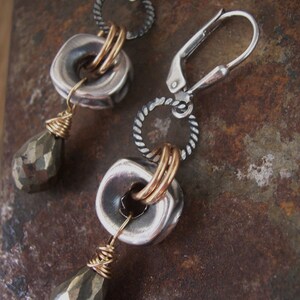 Nuts and Bolts, Industrial Earrings, Mixed Metals and Pyrite Earrings ...