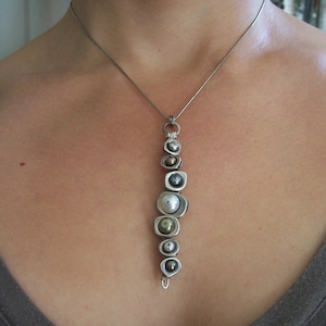 Organic freshwater pearl statement necklace  Vertebrae pendant  Freshwater pearl pendant necklace Modern womens jewelry  Science jewelry