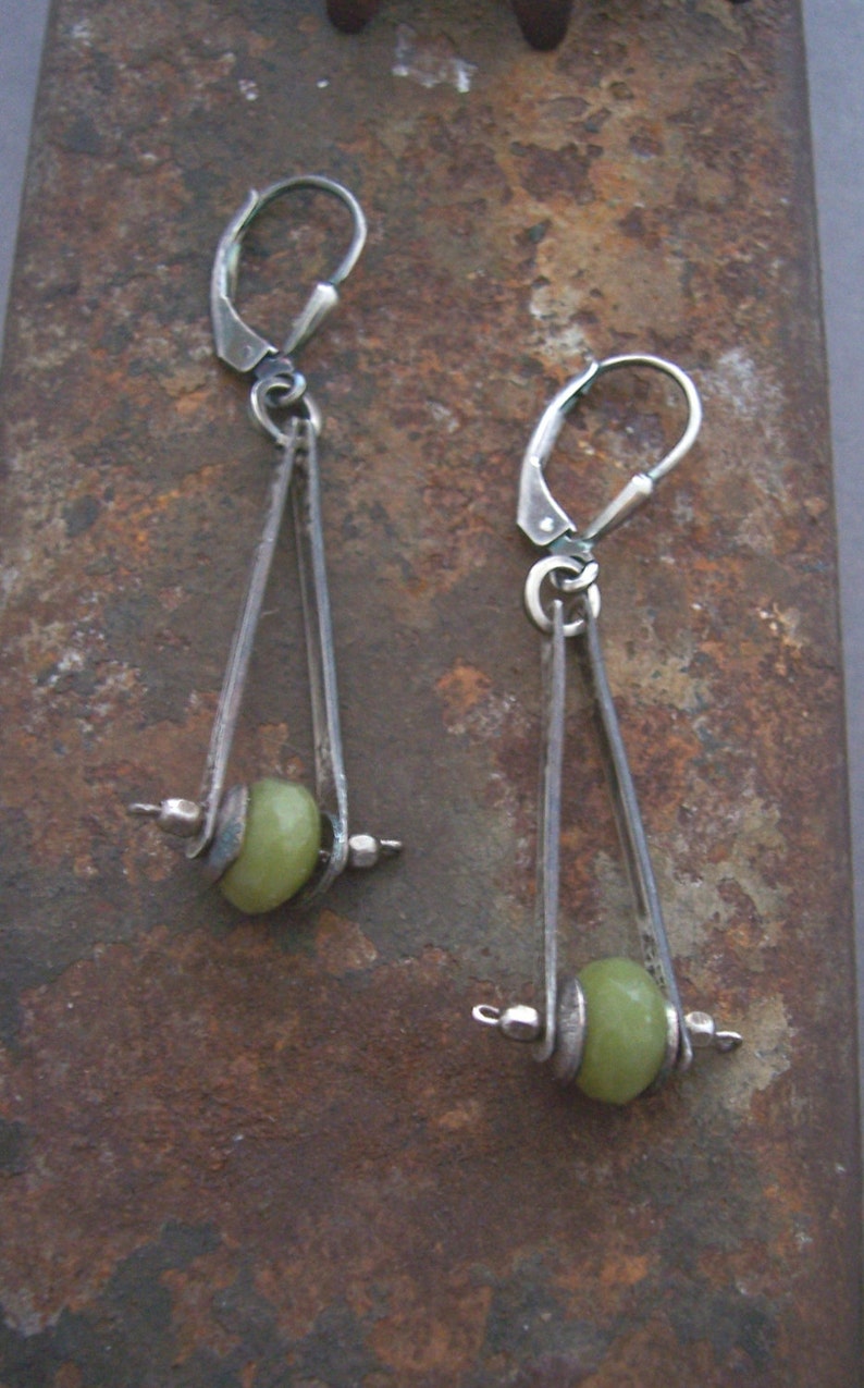•PENDULUM• jade + silver dangle earrings