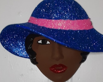 Ethnic Lady in Blue Hat Ceramic Wall Decor, Anime, Lolita,