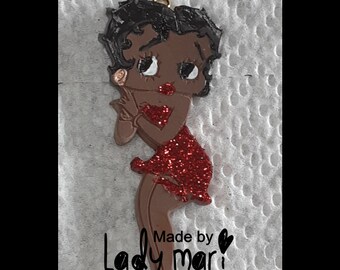 Black Betty Boop Hanging Ornament for Christmas, Kwanzaa, Holiday Tree Decoration