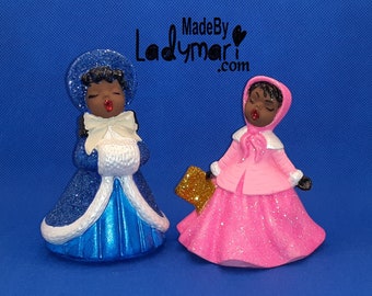 Blue And Pink African American Black Carolers