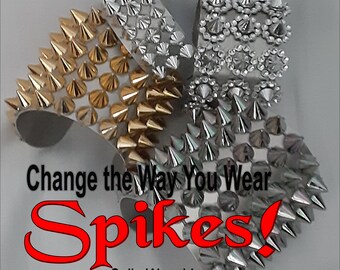 Silver with Gold Spikes Metal Cuff, madmax, apocalyptic, steampunk