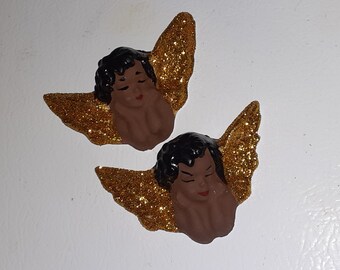 Black Brown Ethnic American Cherub Angel Refrigerator Magnets