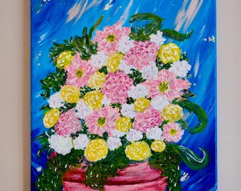 Gallery wrapped 18x24 acrylic floral painting