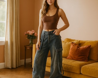 30 X 30 00s No Boundaries Cargo Jeans / Baggy Wide Leg Y2K Cargo
