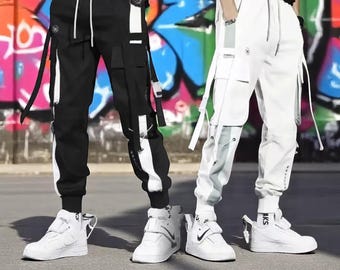 Men’s Techwear Cargo Pants – Multi-Pocket Streetwear Joggers, Relaxed Fit Punk Hip-Hop Trousers, Urban Casual Gift Idea