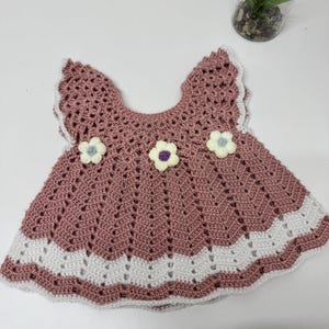 Handmade Crochet Baby Dress: Dusty Pink Knitwear, 12-24 Months