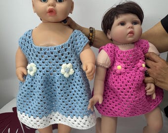 Handmade Baby Girl Dress – 2 Colors & Sizes, Baby Cotton Yarn Crochet, Floral Summer Outfit, Soft Yarn, Ideal Baby Shower , New Born Gift