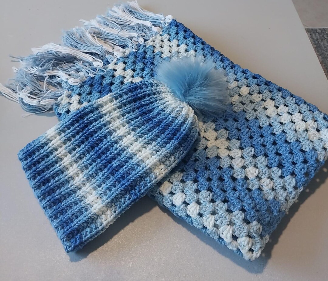 Handmade Crocheted Winter Beanie with Pom Pom and Matching Scarf Set Mustard Colored Crochet Hat and Glove Set - Winter Hat and  main image 4