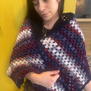 Handmade Crochet Shawl, Multicolor Knitted Shawl, Boho Granny Square Wrap, Winter Cape, Women’s Warm Shawl, Gift For Her, Gift for Mother