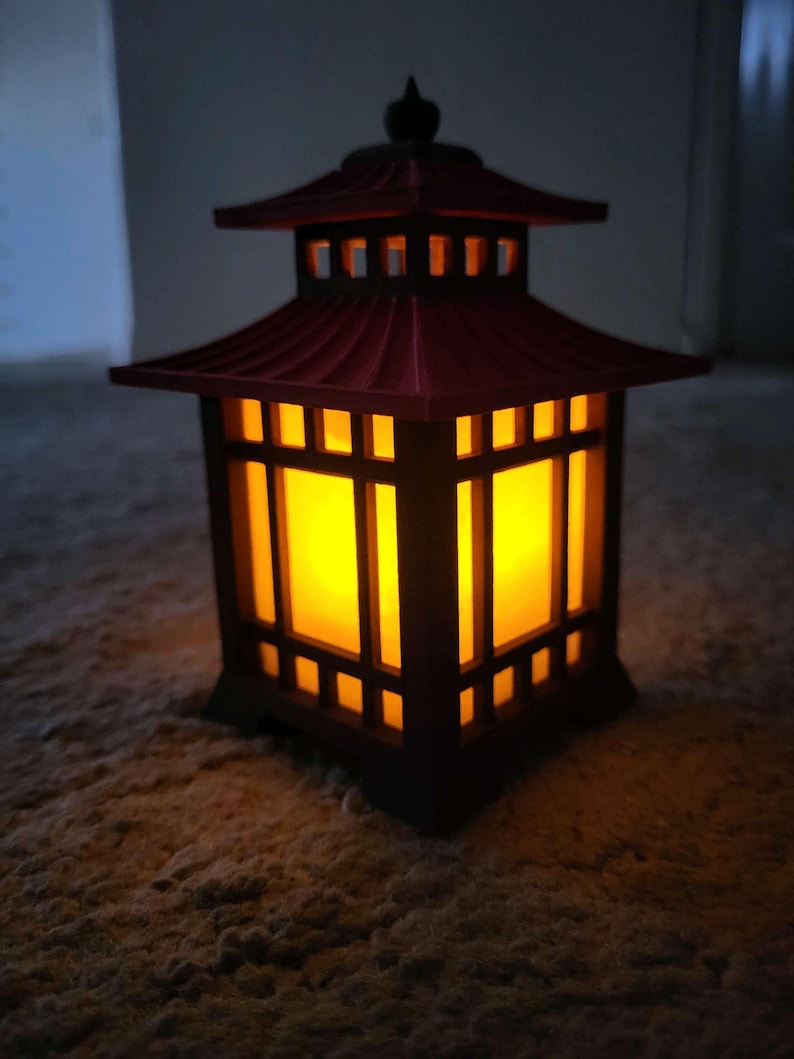 Japanese Pagoda Lantern 3D Printed  Mini Zen Garden Decor Japanese Lantern Miniature Desk Ornament  Tabletop Terrain  Unique Gift