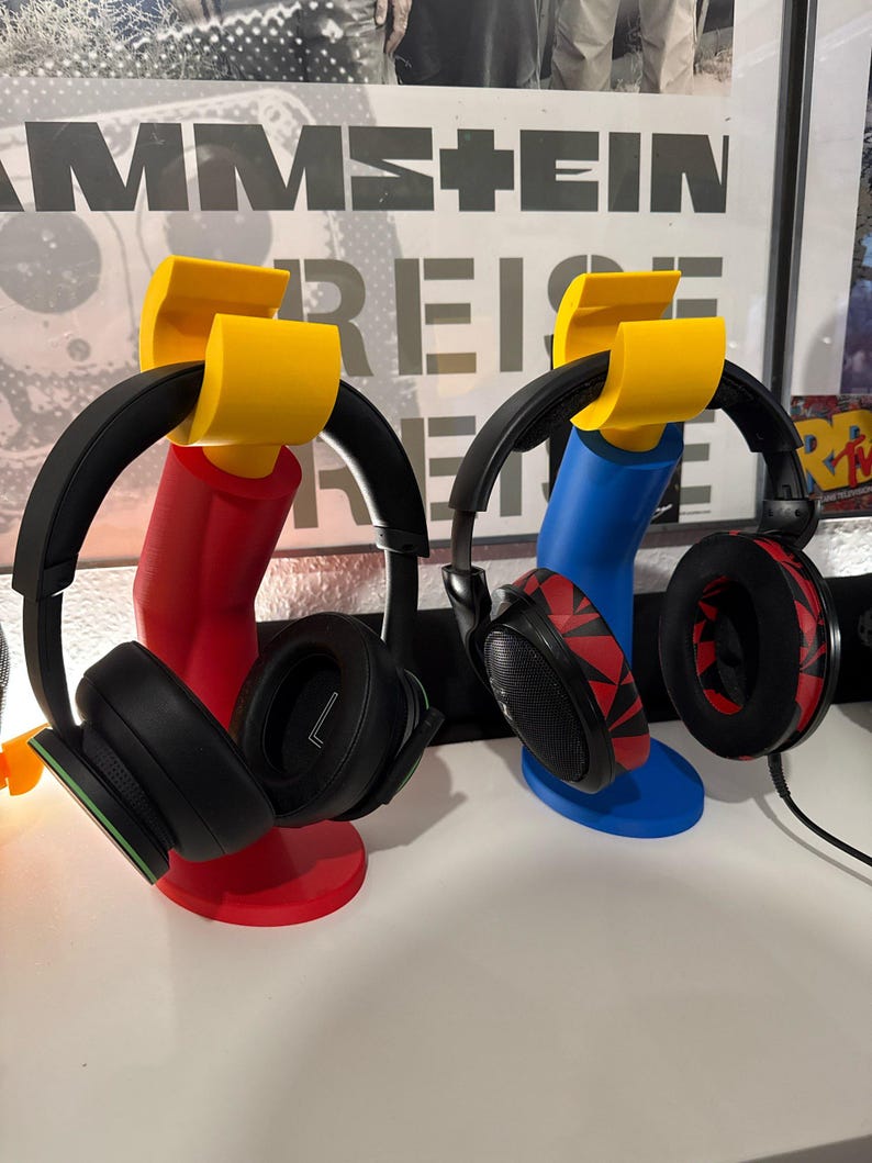 Headphone stand, 3D printed black desk organiser, gaming setup holder multiple colour options