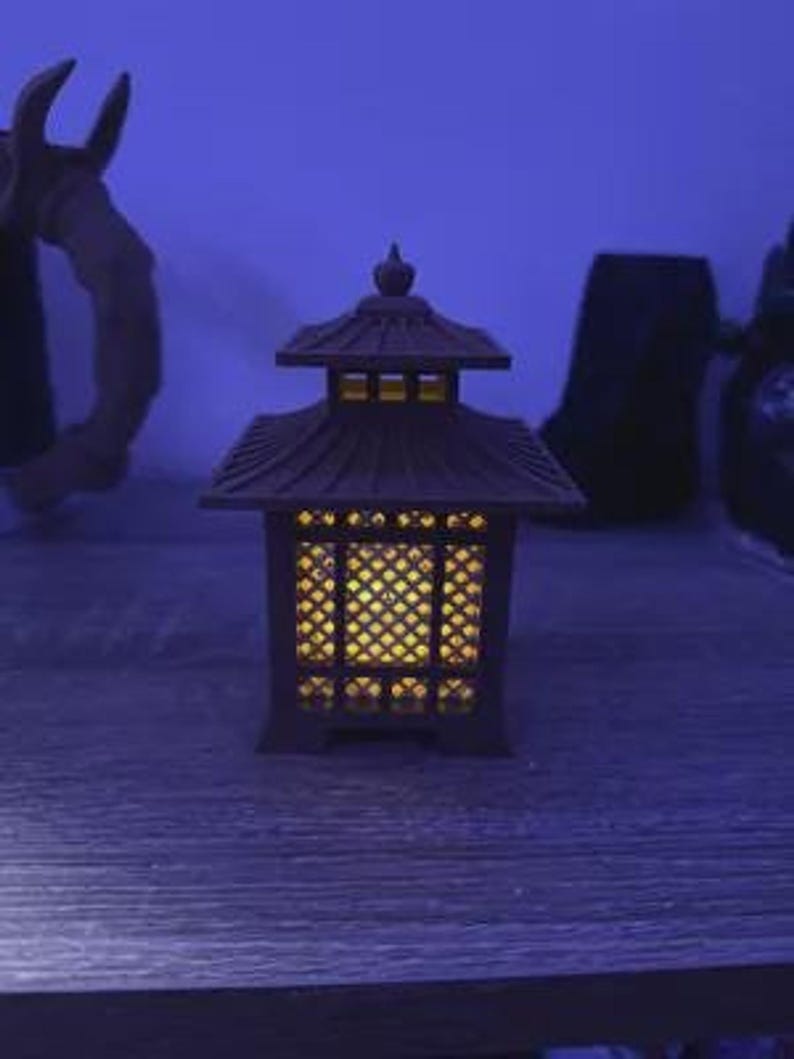 Japanese Pagoda Lantern 3D Printed  Mini Zen Garden Decor Japanese Lantern Miniature Desk Ornament  Tabletop Terrain  Unique Gift