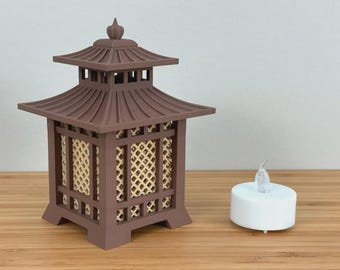 Mini Pagoda Tea Light Holder, Japanese Zen Lantern, 3D Printed Temple Décor, Calm Room Lighting & Unique Desk Accent