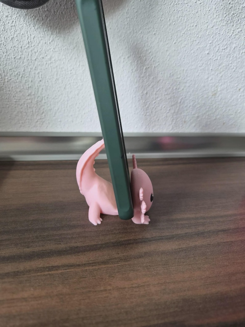 Axolotl Phone Stand, Pink 3D Printed Cute Phone Holder