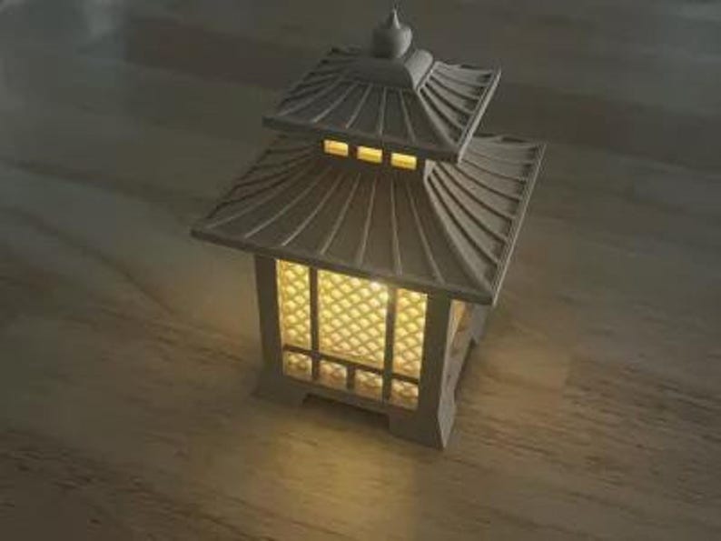 Japanese Pagoda Lantern 3D Printed  Mini Zen Garden Decor Japanese Lantern Miniature Desk Ornament  Tabletop Terrain  Unique Gift
