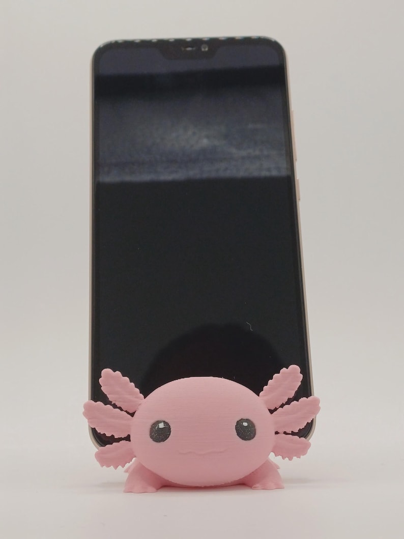 Axolotl Phone Stand, Pink 3D Printed Cute Phone Holder