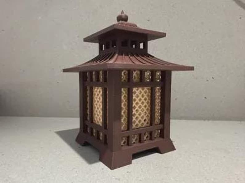 Japanese Pagoda Lantern 3D Printed  Mini Zen Garden Decor Japanese Lantern Miniature Desk Ornament  Tabletop Terrain  Unique Gift