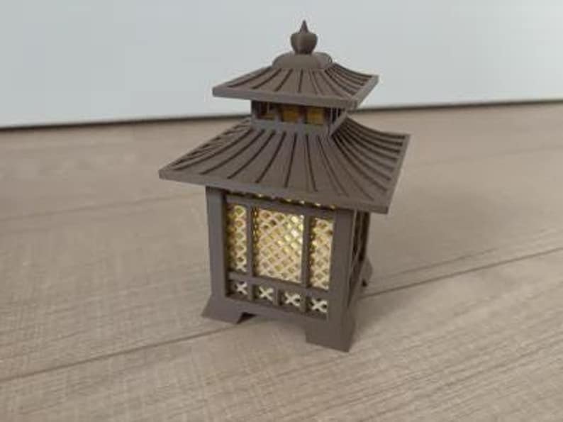 Japanese Pagoda Lantern 3D Printed  Mini Zen Garden Decor Japanese Lantern Miniature Desk Ornament  Tabletop Terrain  Unique Gift