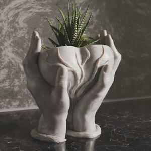 3D Planter STL hand design, artistic succulent pot, digital download STL