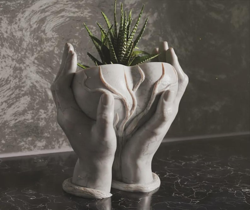 3D Planter STL hand design, artistic succulent pot, digital download STL