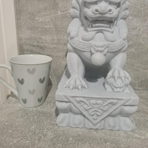 Stone Lion Pair, Feng Shui Entrance Guardian Statues, Fo Dog Doorway Decor, Porch Lion Sculptures, Lucky Home & Garden Altar Decoration