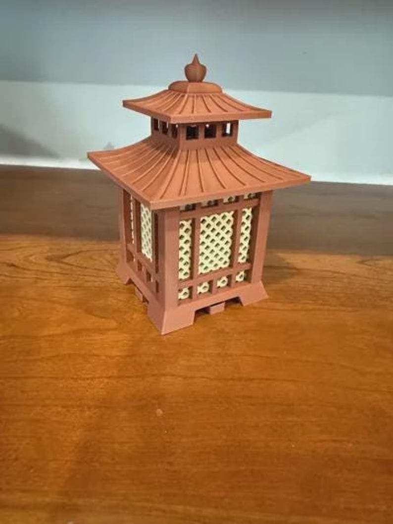 Japanese Pagoda Lantern 3D Printed  Mini Zen Garden Decor Japanese Lantern Miniature Desk Ornament  Tabletop Terrain  Unique Gift