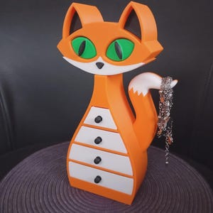Fox Jewelry Box, 3D Printed Orange Jewelry Organizer