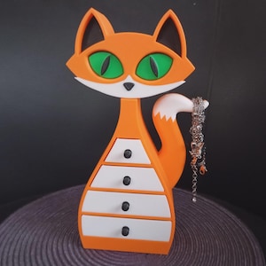 Fox Jewelry Box, 3D Printed Orange Jewelry Organizer