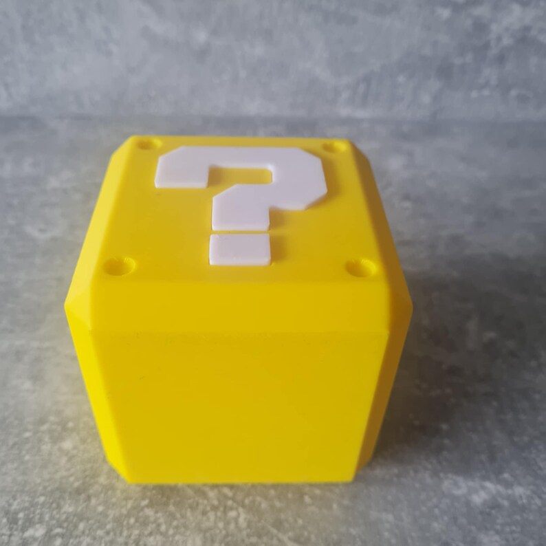 Pen Pot Holder Mario Block, Geek Desk Organiser, 3D Printed