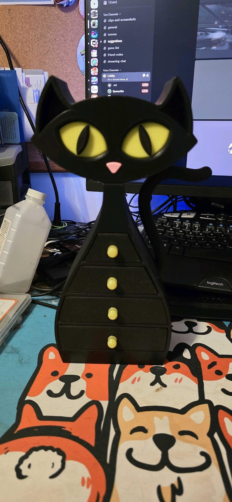 Atomic Cat Jewellery Box – 3D Printed Mid Century Modern Jewellery and trinket storage chest of drawers. Dressing Table Accessories. Bedroom