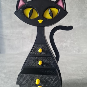 Atomic Cat Jewellery Box – 3D Printed Mid Century Modern Jewellery and trinket storage chest of drawers. Dressing Table Accessories. Bedroom