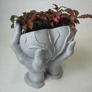 3D Planter STL hand design, artistic succulent pot, digital download STL